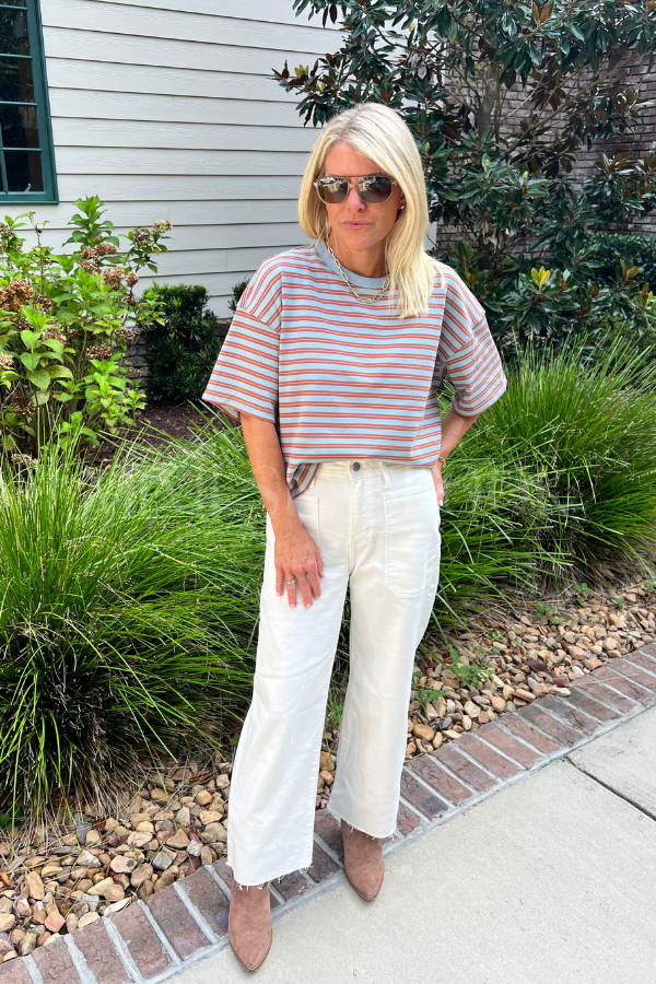 Cassie top, blue/rust