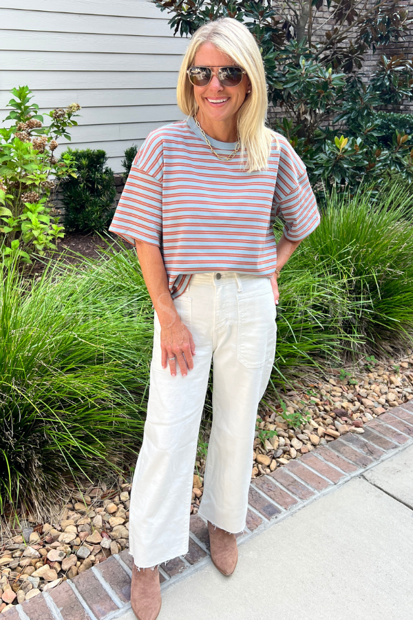 Cassie top, blue/rust
