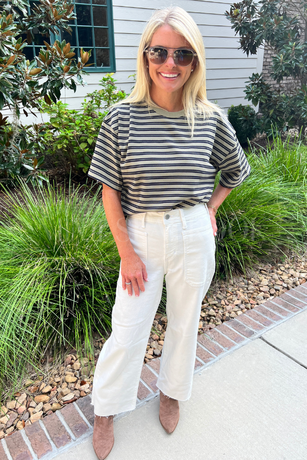 Cassie top, olive/navy