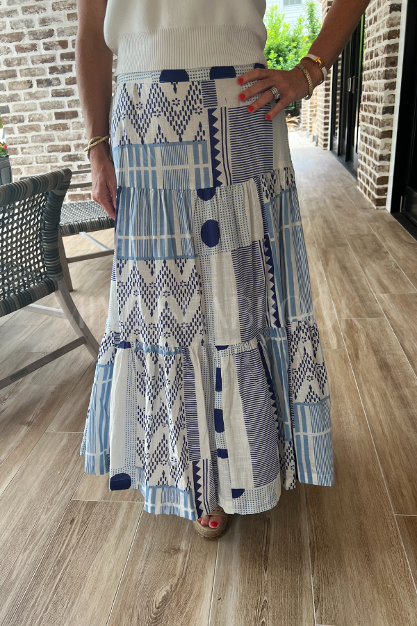 Cawley skirt, blue/white