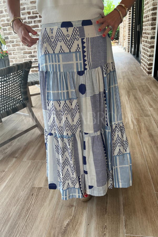 Cawley skirt, blue/white