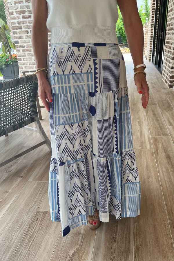 Cawley skirt, blue/white