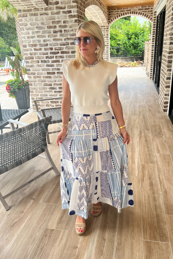 Cawley skirt, blue/white
