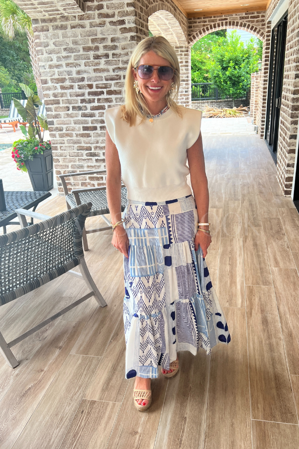 Cawley skirt, blue/white