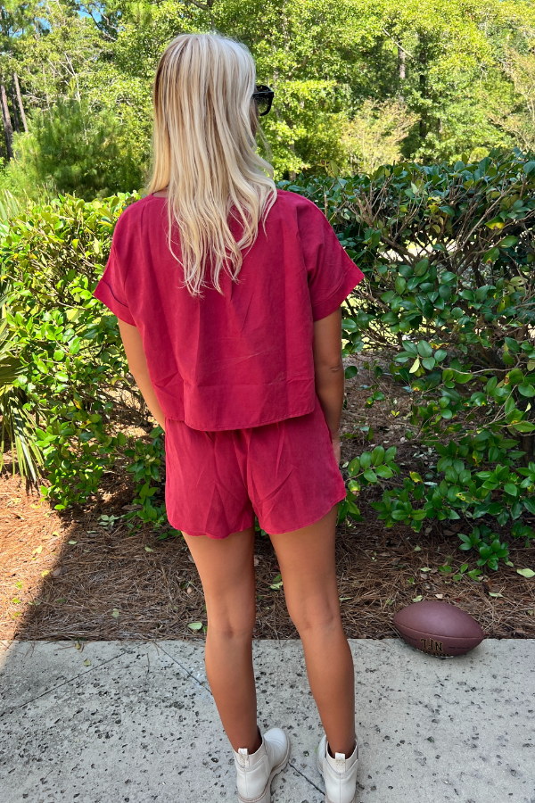 Chandler shorts set, crimson