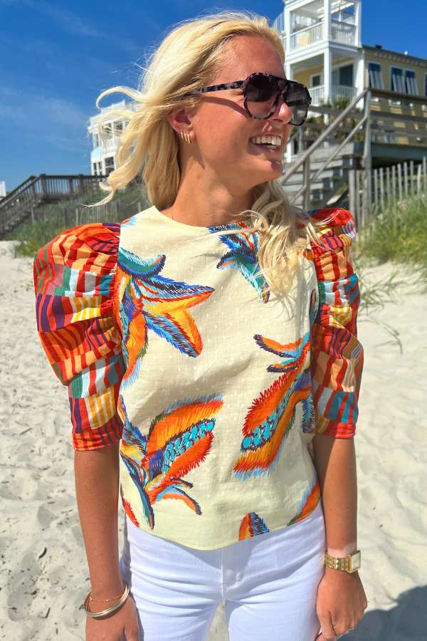 Charleston Top, tropical print by King + Pitt