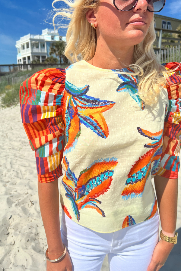 Charleston Top, tropical print by King + Pitt