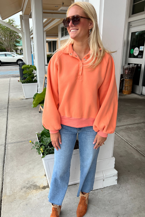 Charlize collared sweatshirt, coral