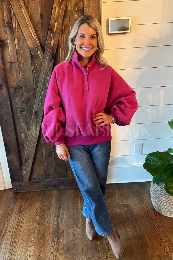 Charlize collared sweater, fuchsia