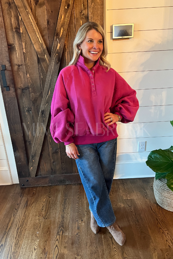 Charlize collared sweater, fuchsia