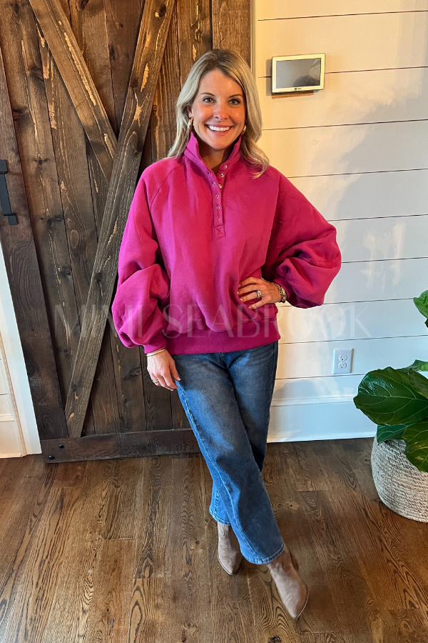 Charlize collared sweater, fuchsia