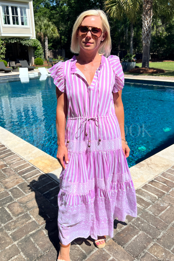 Cinched Flirty Midi Dress, Santorini Lilac by Oliphant