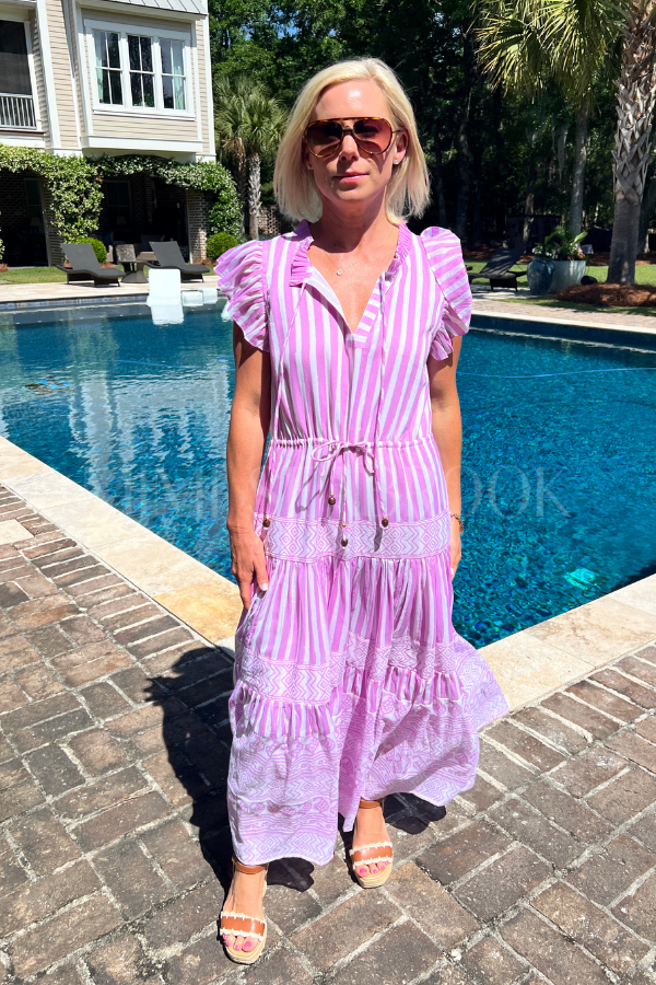 Cinched Flirty Midi Dress, Santorini Lilac by Oliphant XS