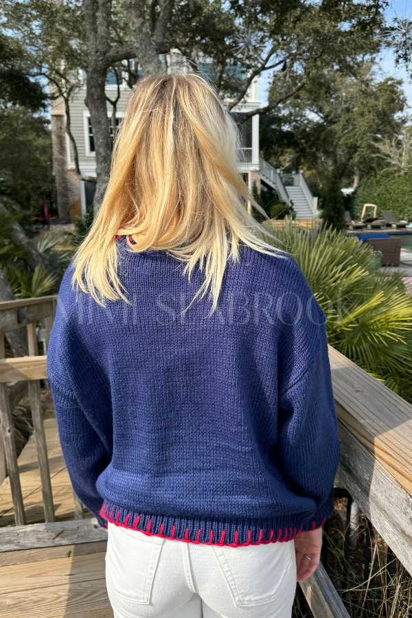 Clearwater sweater, navy sailboat