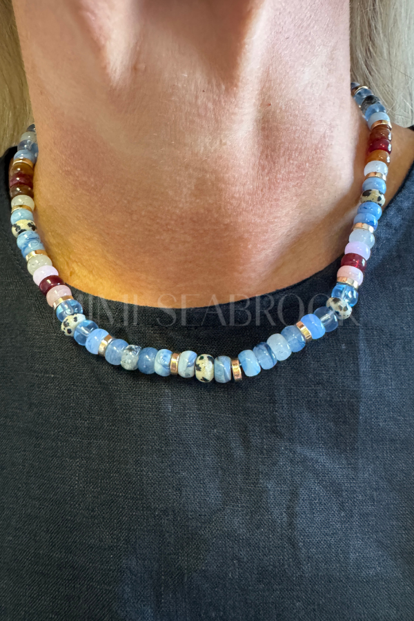 Coastal necklace, blue