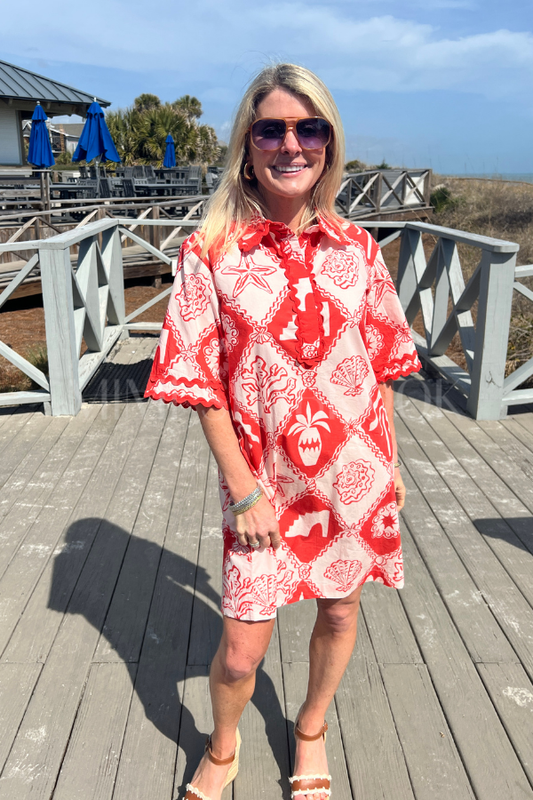 Collared Shirt Dress, Asterias Red