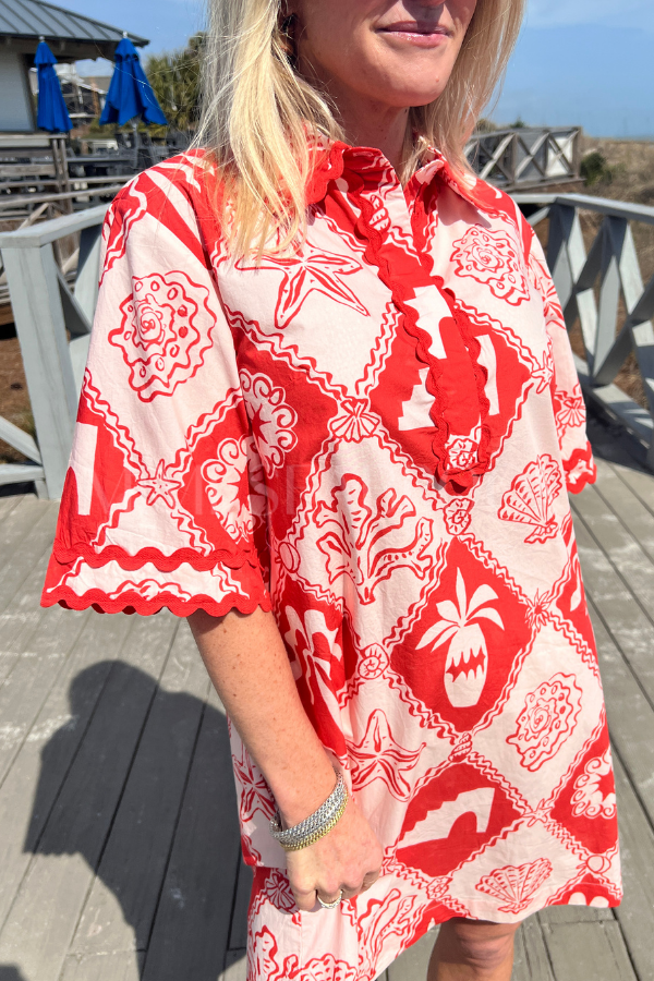 Collared Shirt Dress, Asterias Red