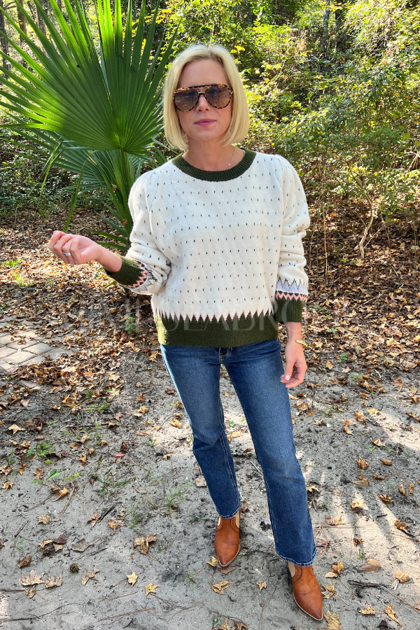 Cornell sweater, ivory green