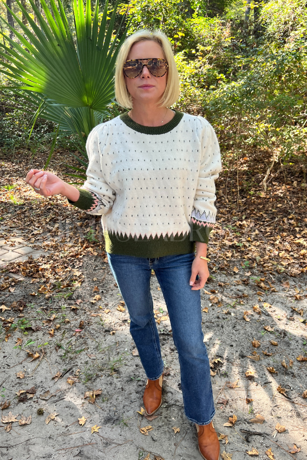 Cornell sweater, ivory green