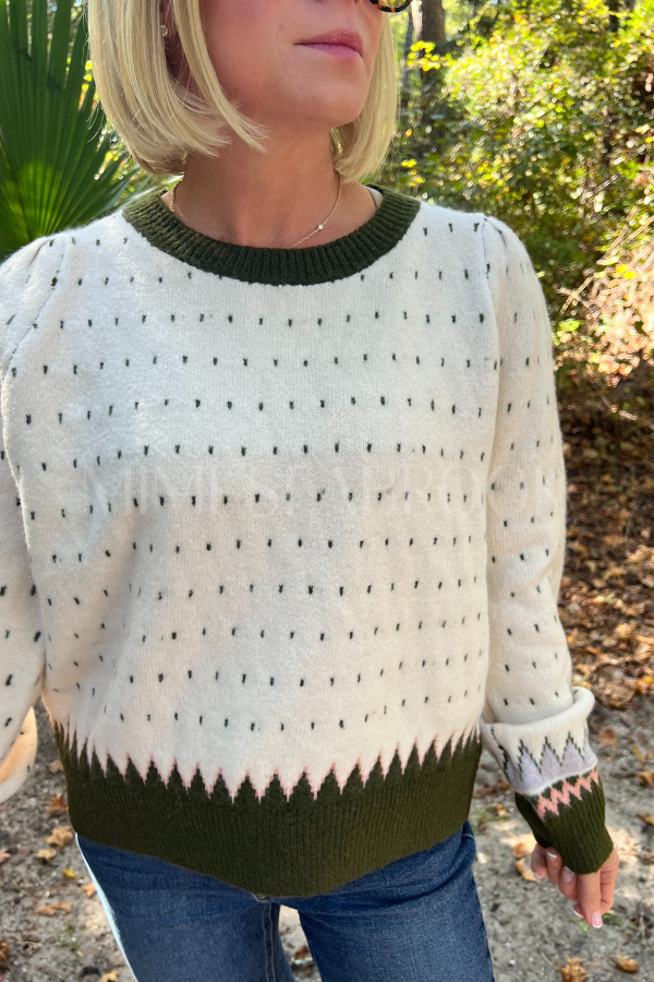 Cornell sweater, ivory green