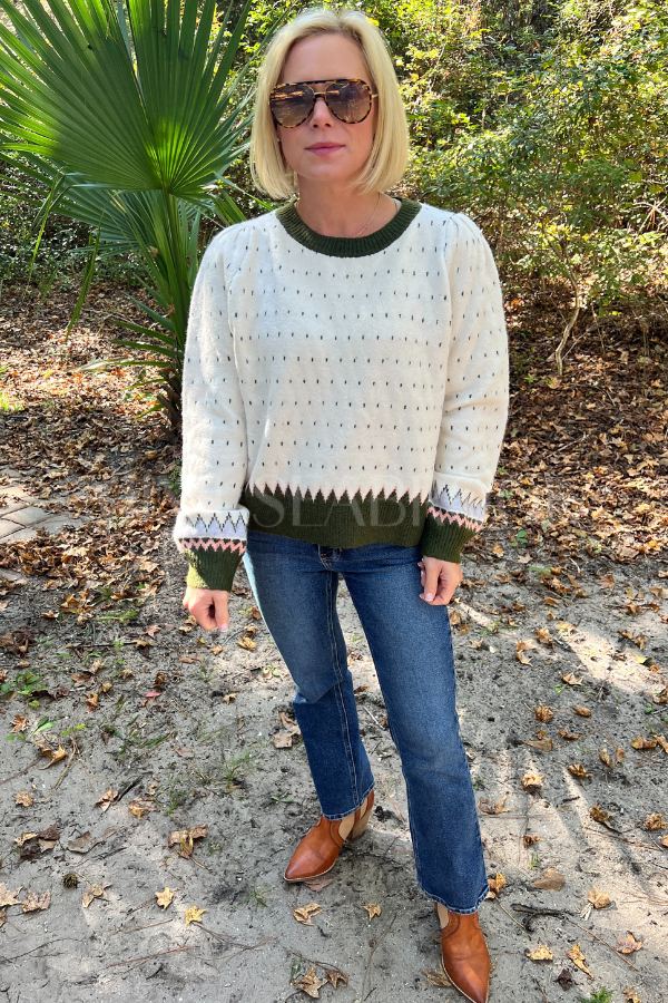 Cornell sweater, ivory green