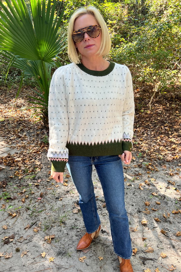 Cornell sweater, ivory green