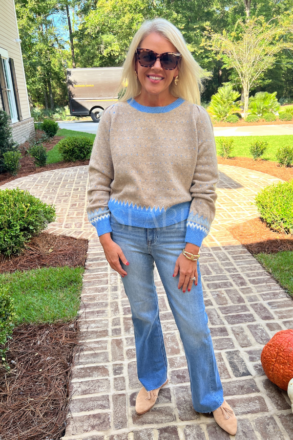 Cornell sweater, taupe blue