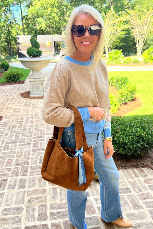 Cornell sweater, taupe blue