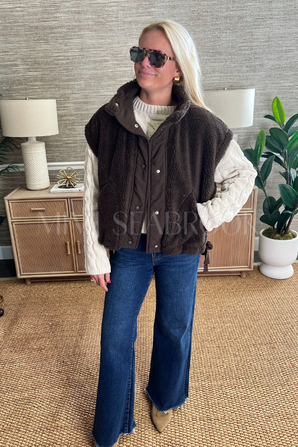 Crenshaw vest jacket, brown