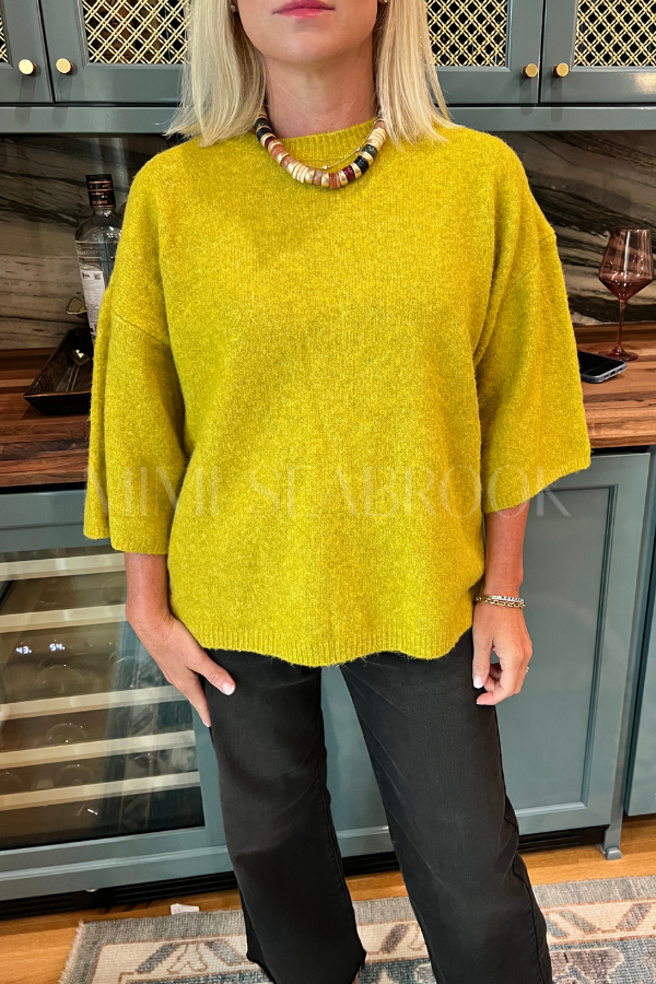 Cresswell sweater top, chatreuse