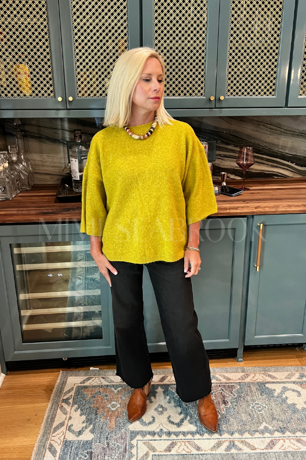 Cresswell sweater top, chatreuse