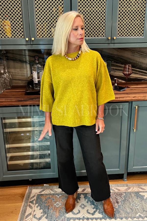 Cresswell sweater top, chatreuse