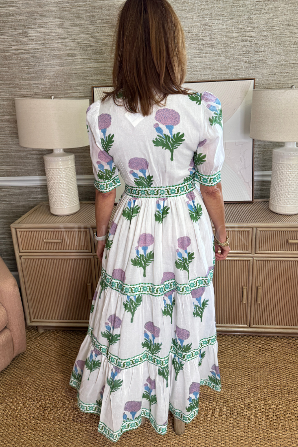 Cuffed V-Neck Maxi Dress, bloom lilac by Oliphant