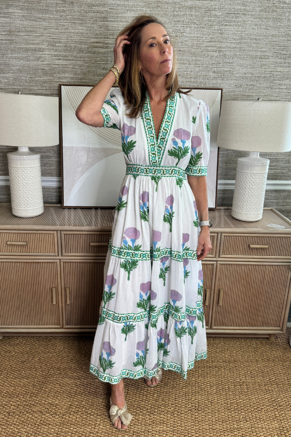 Cuffed V-Neck Maxi Dress, bloom lilac by Oliphant