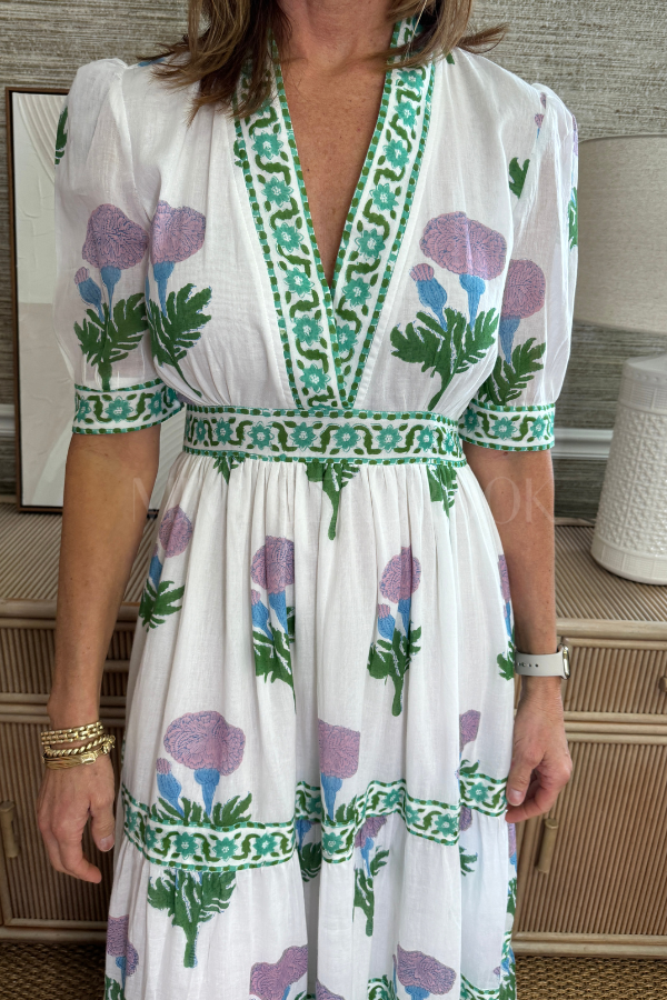 Cuffed V-Neck Maxi Dress, bloom lilac by Oliphant