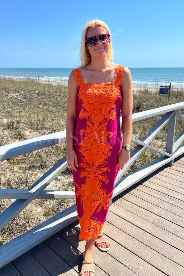 Cutwork Sleeveless Midi Dress by Farm Rio