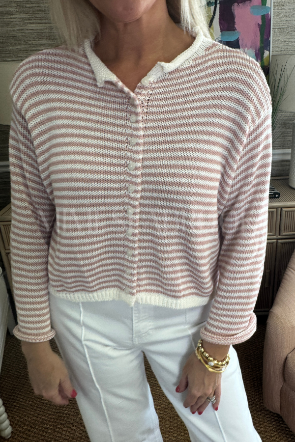 Cyrus sweater, rose/white