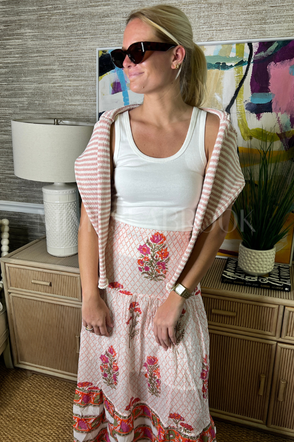 Cyrus sweater, rose/white