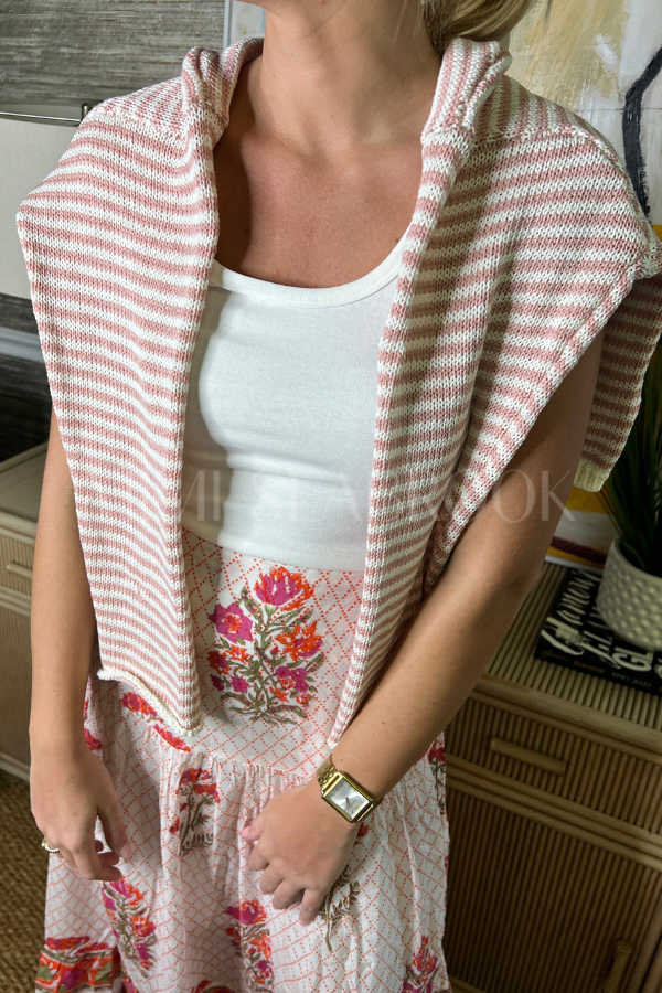 Cyrus sweater, rose/white