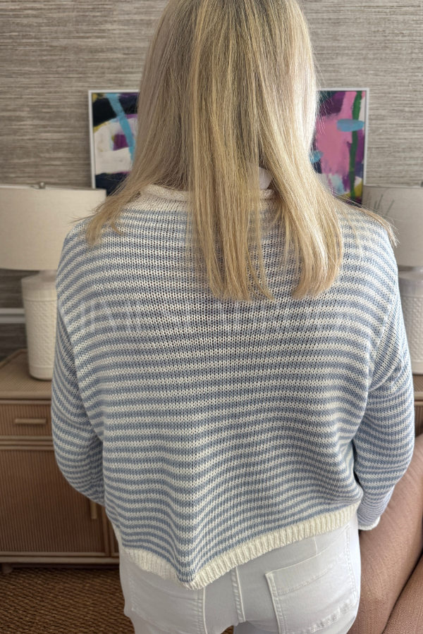 Cyrus sweater, sky blue/white