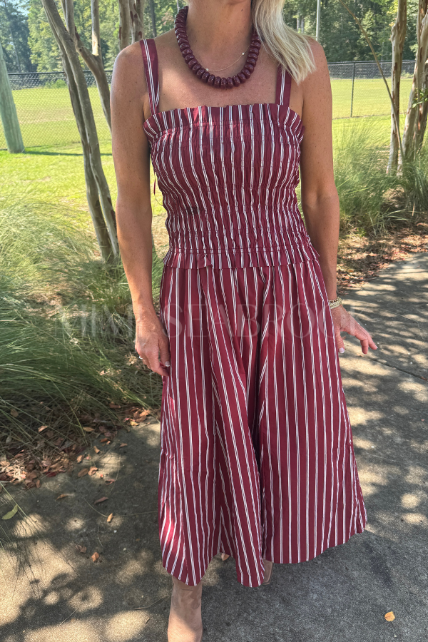 Darthey dress, crimson/white