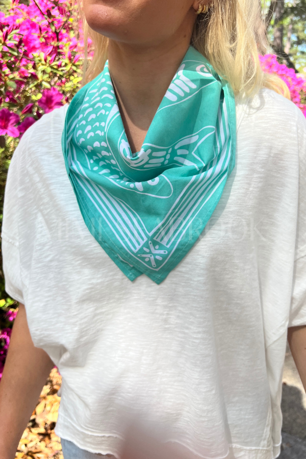 Darya scarf Sardine Bandana, aqua