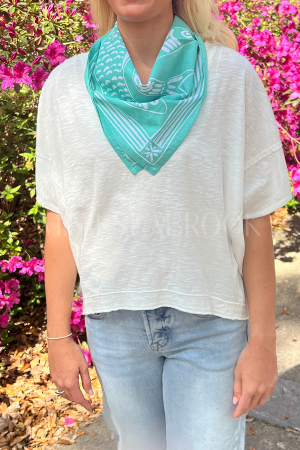 Darya scarf Sardine Bandana, aqua