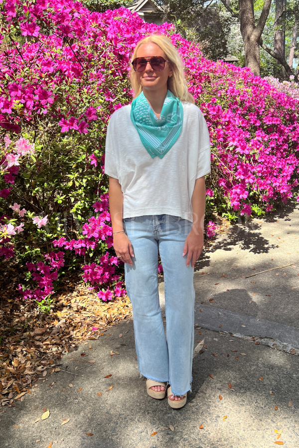 Darya scarf Sardine Bandana, aqua