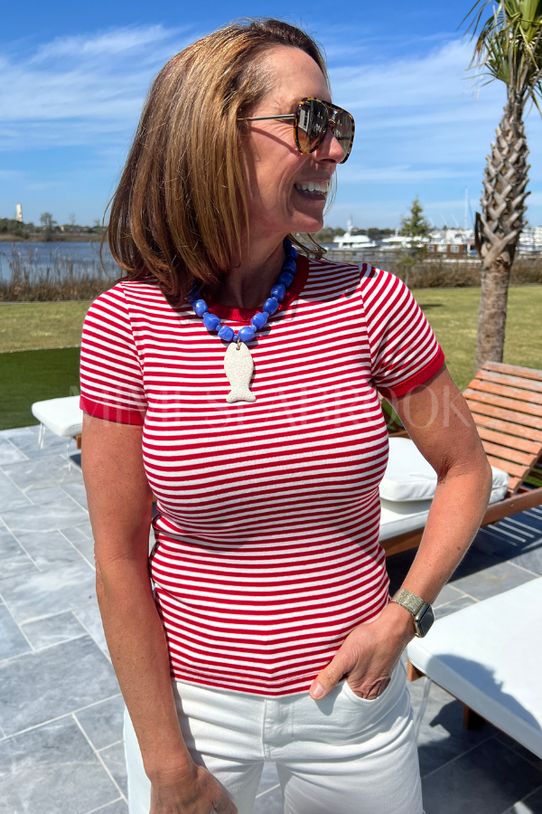 Deirdre top, red ivory