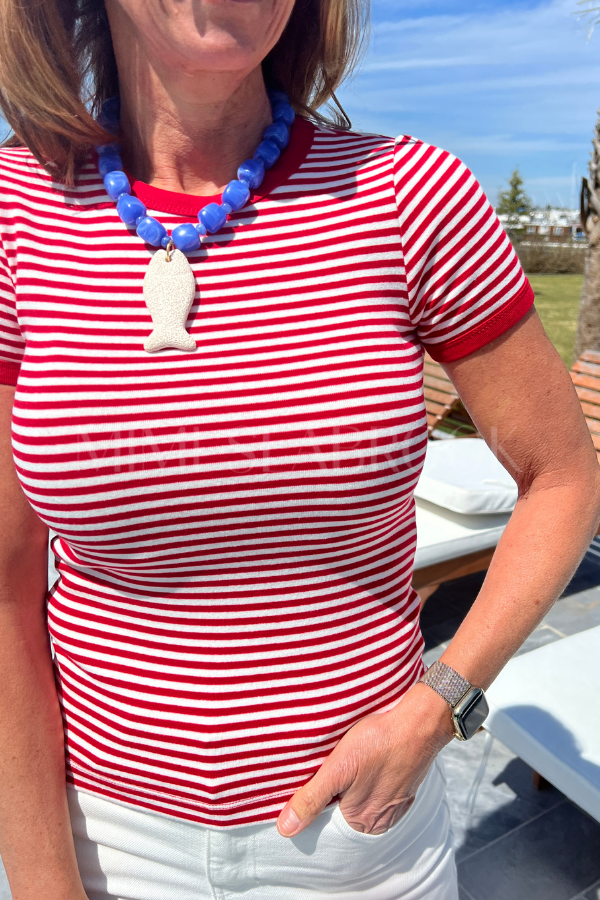 Deirdre top, red ivory