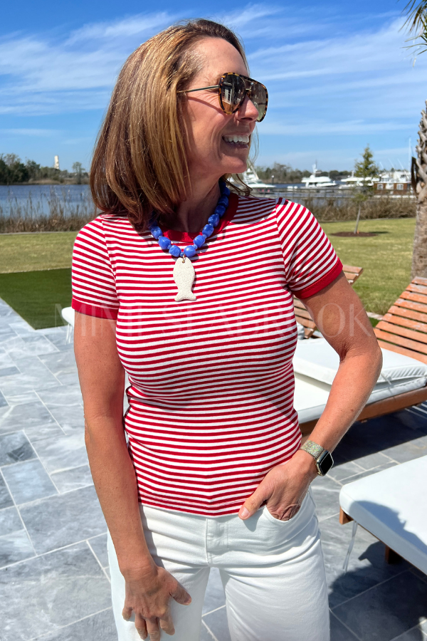 Deirdre top, red ivory