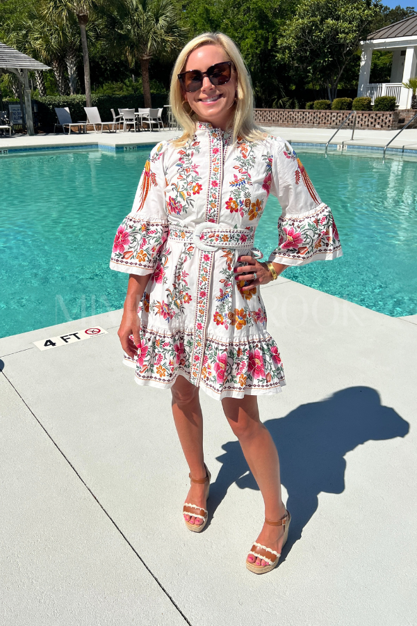 Delicate Forest Scarves Off-White Mini Dress by Farm Rio