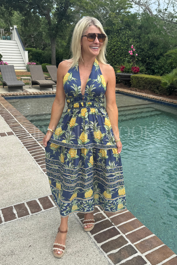 pineapple midi dress