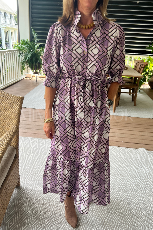 Dessie dress by Holly Shae, purple plaid print